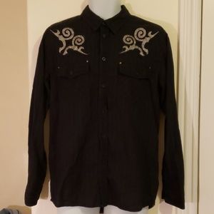 Decoded Men's Westren Style Button-up Long Sleeve